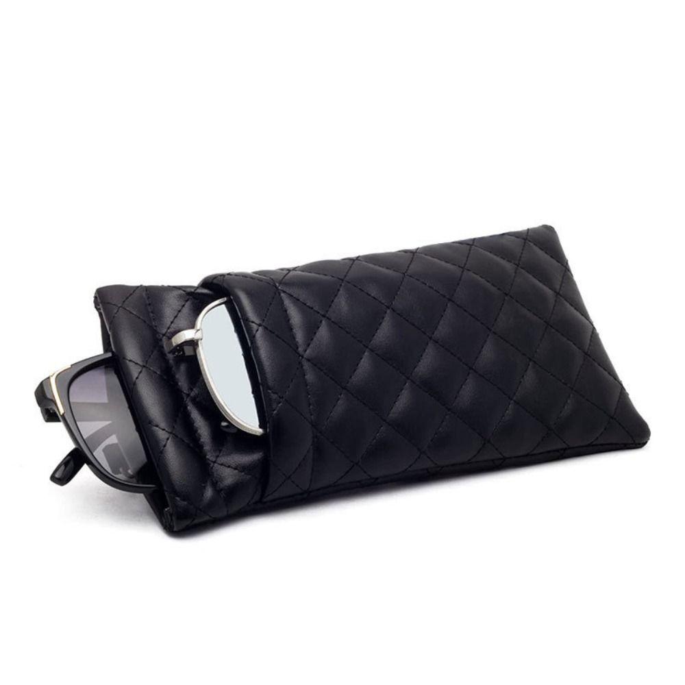 Portable Spring Auto-close Glasses Bag Leather Glasses Storage Bag  Eyewear Protector Case