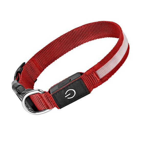 

Світловідбиваючий нашийник для собаки, що перезаряджається, 3 режими світла, регульований, для безпеки вночі, вечірніх прогулянок S червоний