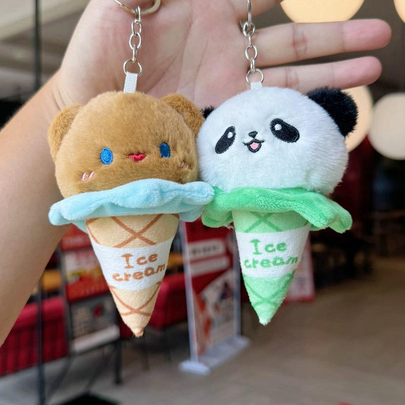 Wow! Niedlicher Panda Plüsch Eis Schlüsselanhänger & Kätzchen Taschenanhänger