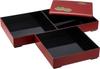Lacquerware tiered Wakana red with black box, 7-inch (greens) tiered, interior, 3-tier, H-159-11A