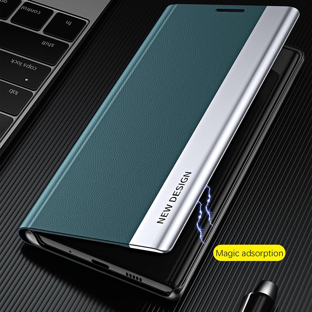 

For iPhone 16 Case Anti-Drop Leather Phone Cover with Stand Green