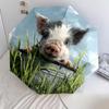 Pig and Leaf Pattern, Automatic Folding Umbrella, Portable and Foldable Design, 8 Ribs, a Christmas or Birthday Gift.