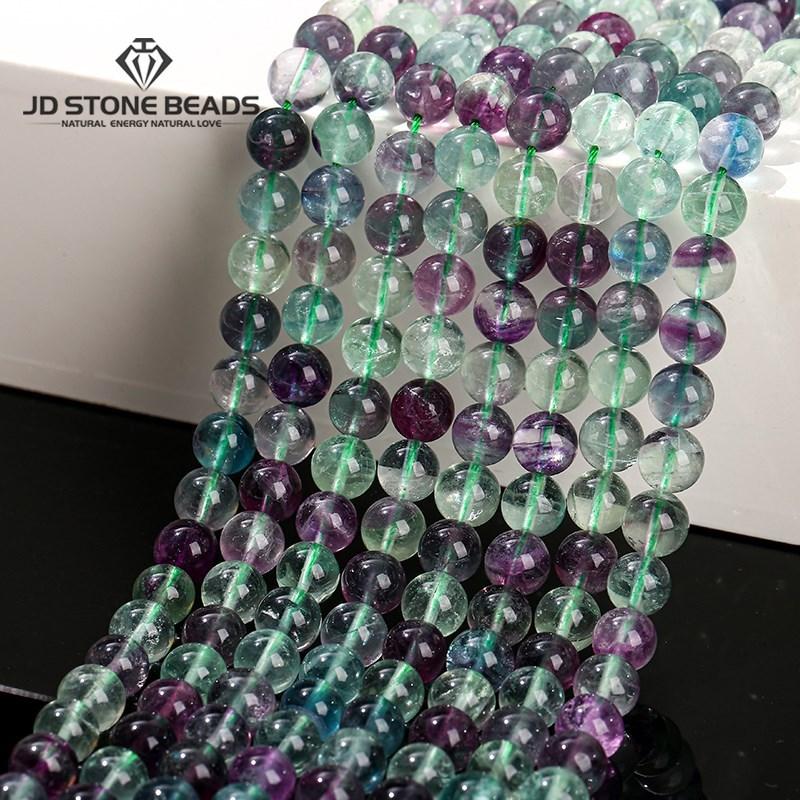 Sell Natural Colorful Fluorite Beads 4 6 8 10 12mm Pick Size High Quality Beads Ice Fluorite Gemstone For Jewelry Making