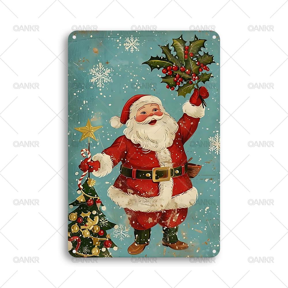 

Vintage Childrens Room Sweet Decor Poster Metal Tin Sign Santa Claus Wall Posters Metal Signs for Bedroom Home Wall Art Decor 20x30cm（7.8x11.8inch）