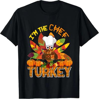I'm The Chef Turkey Thanksgiving Turkey Plaid Fall Pumpkins T-Shirt