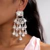 Silver Needle Luxury Rhinestone Water Drop Geometric Tassel Earrings - Exquisite & Fashionable Statement Accessories.