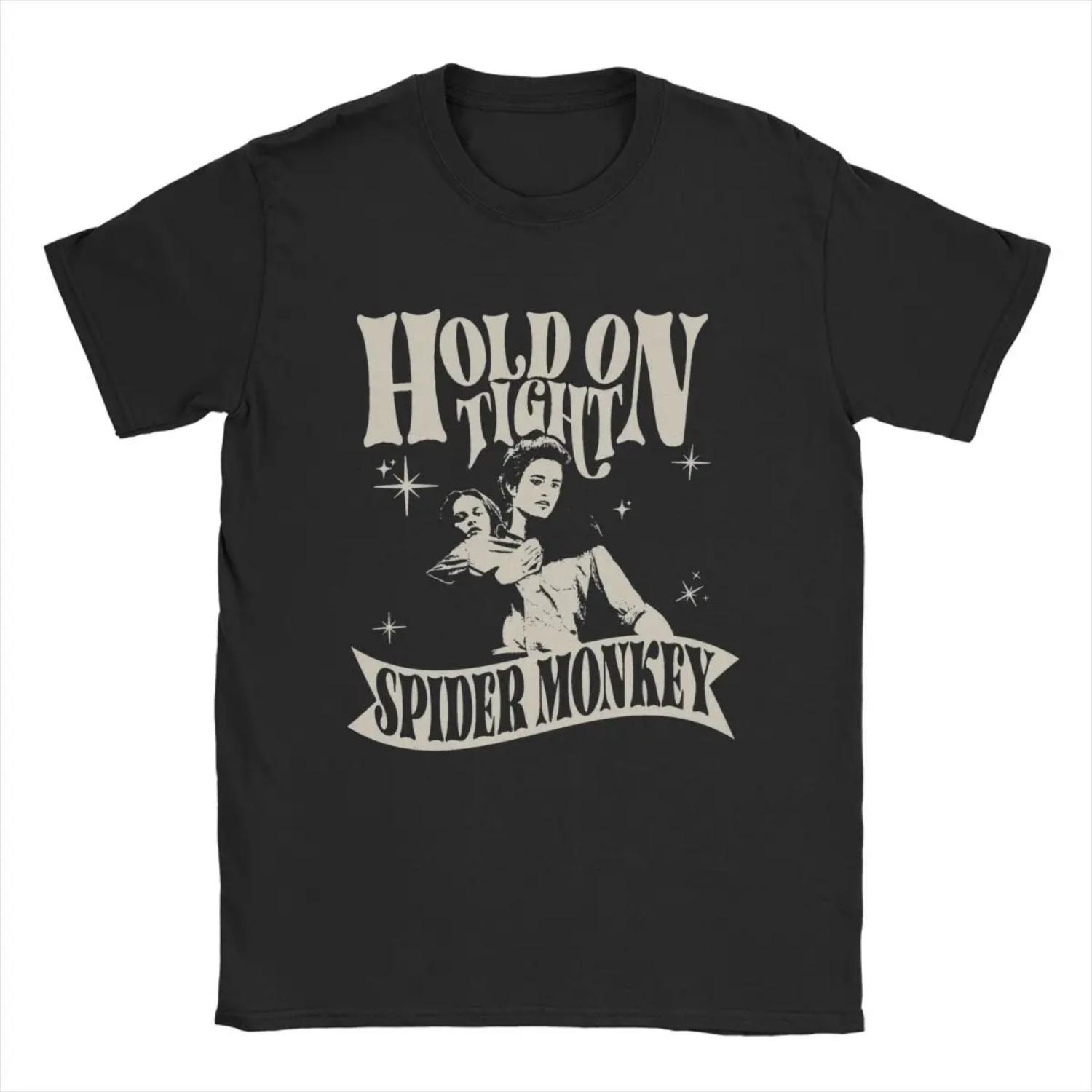 Vintage Hold On Tight Spider Monkey Twilight T-Shirts Men Crewneck Pure Cotton T Shirt Short Sleeve Tees New Arrival Tops S чёрный