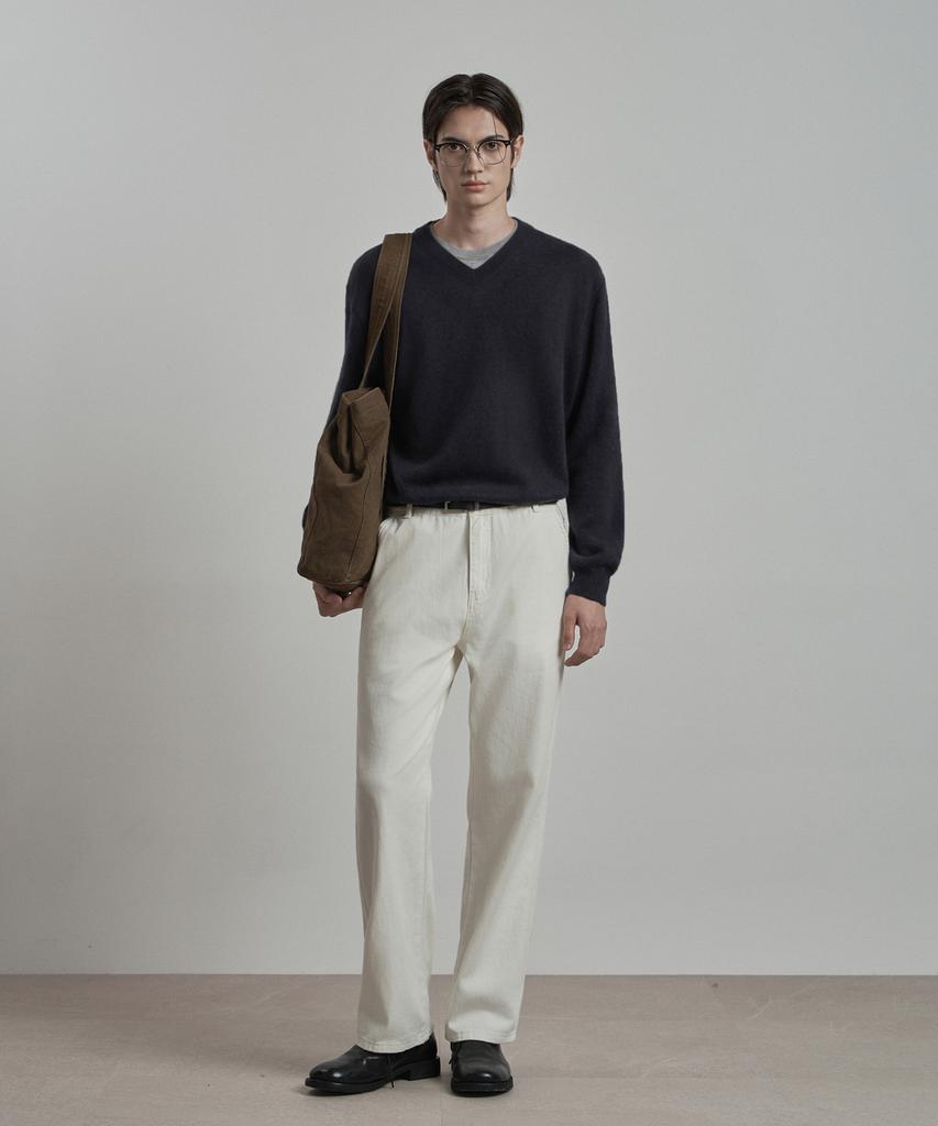 WORK ON BODY OFF Ars Semi-Overfit Layered V-Neck Knit [Navy]