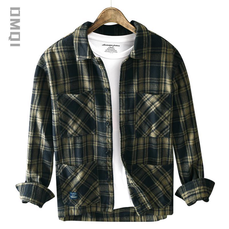 Polished Plaid Lapel Shirt Jacket Men'S Spring Loose Large Size Men'S Ruffian Handsome Shirt Jacket Top Tide
