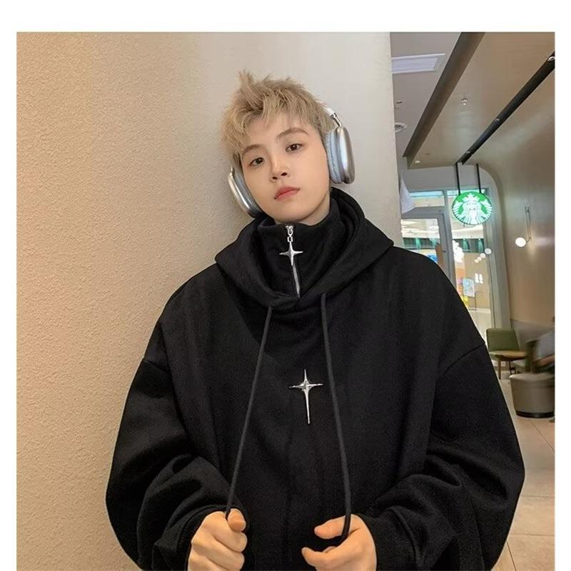 Fleece Lined Zip Up Hoodie Men's Oversized Warm Sweatshirt Winter Casual Jacket