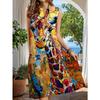 Ärmelloses Damenkleid mit offenem Ausschnitt, Lebendiger künstlerischer Giraffendruck, Lässiges Sommer-Schlauchkleid für Strandparty, Urlaub, Tägliche Outfits
