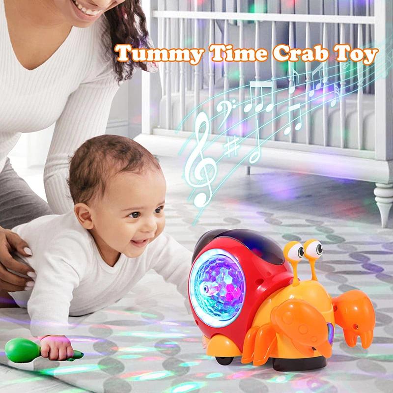 Children Electronic Toy Crawling Crab Walking Dancing Pets Robo Hermit Crab Snail Glowing With Music Light Baby Toddler Toy Gift