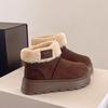 Thick-bottomed Fleece Thickened Winter Snow Boots with Integrated Fur, New Waterproof Medium Tube Warm Fleece