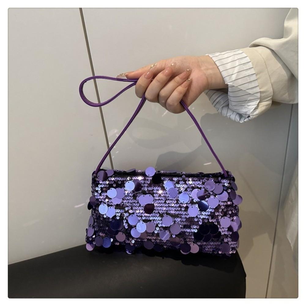 Fashion Lightweight Sequin Shoulder Bags Evening Party Large Capacity Female Handbag Solid Color Tote Bag Women
