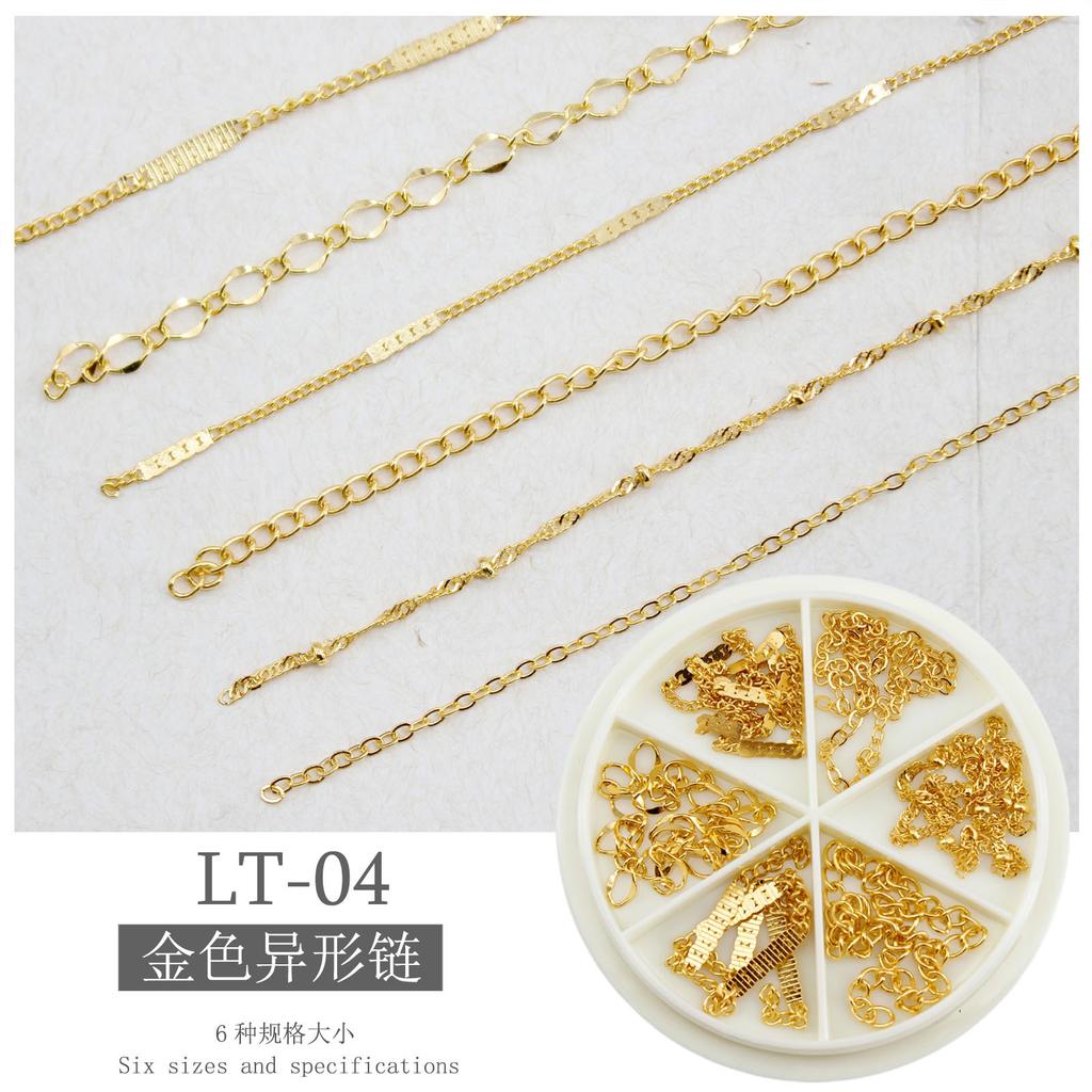 Nail Art Nail Art Jewelry Steel Ball Chain Ultra-Fine Metal 6-Grid Mixed Turntable Jewelry Decoration