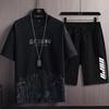 Men Loose T-shirt Shorts Fitness Set Leisure Outfit Simple Elastic Waistband Mid-rise Casual Outfit Streetwear Plus Size