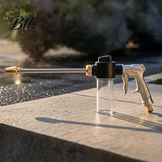 Garden Hose Nozzle Sprayer High Pressure Nozzle, Heavy Duty Car Wash Booster with Foam Cannon, Adjustable Sprayer, for Washing Gardening Yard Cleaning