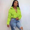 Womens Winter Cotton Puffer Jacket Long Sleeve Stand Collar Warm Casual Coat