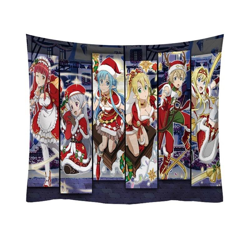 Heimdekoration, Cartoon-Mädchen, Weihnachtsserie, Wandteppich, Druck, Wandverkleidung, Raumwand, Hintergrund, Wandverkleidung, 230 x 180 cm, Tapiz