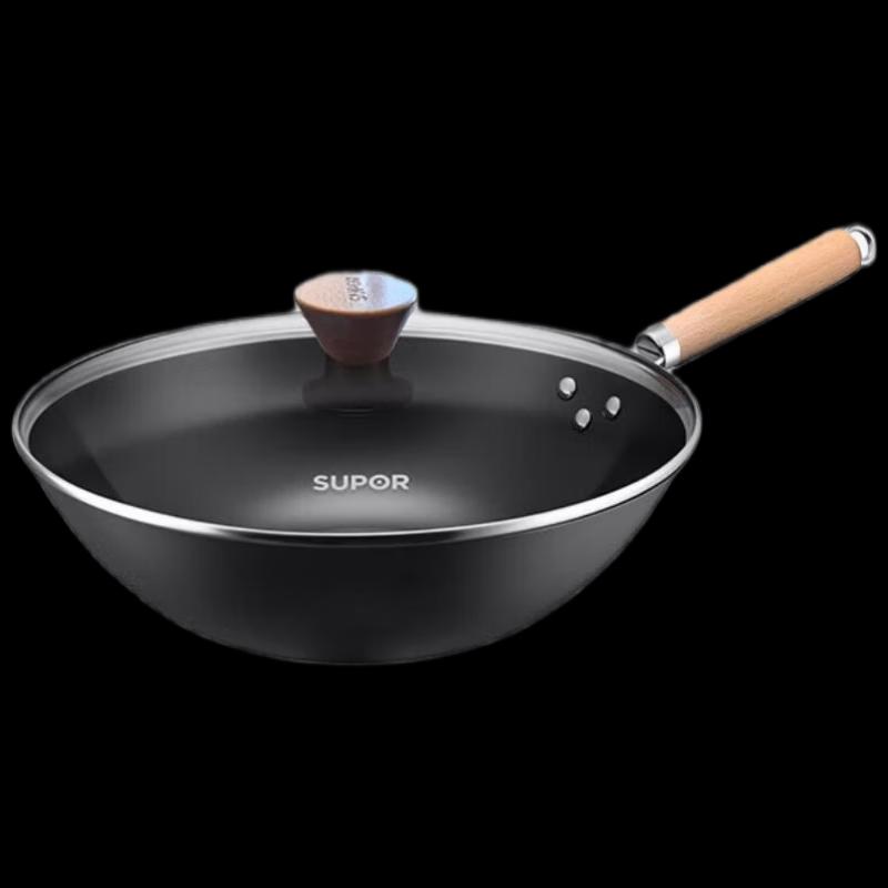 SUPOR 32cm Uncoated Lightweight Fine Iron Wok