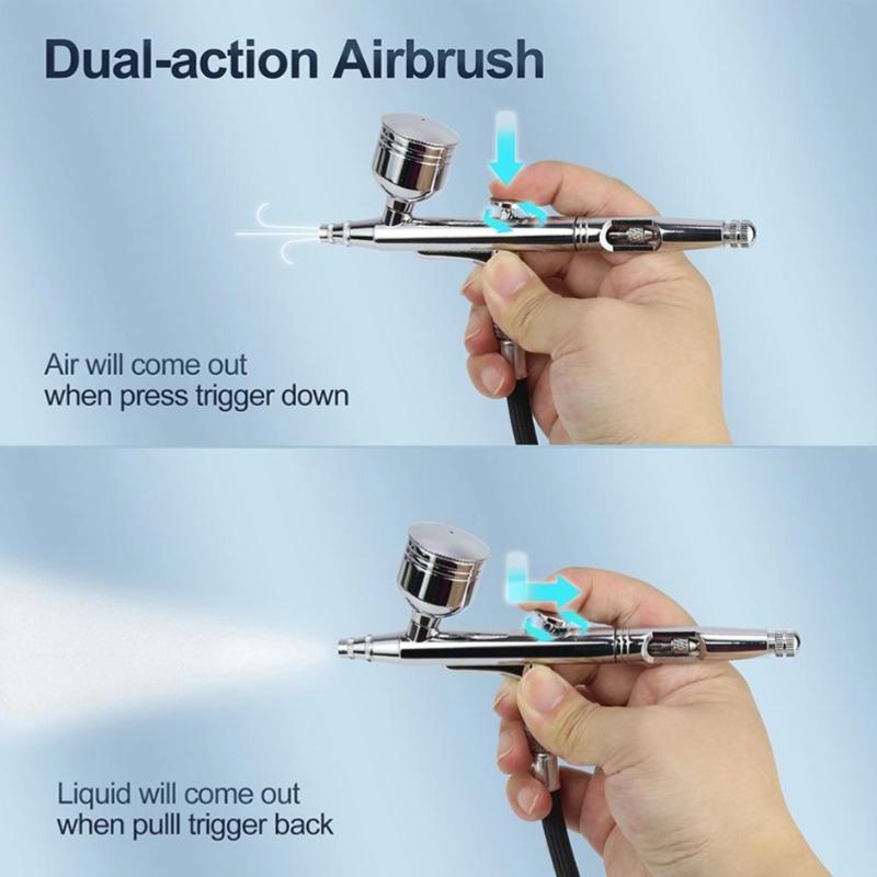 0.3mm Miniature Pneumatic Paint Sprayer Dual Action Airbrush Multi Function Spanner Kit Spray Gun For Nail Art/body Tattoos Spray