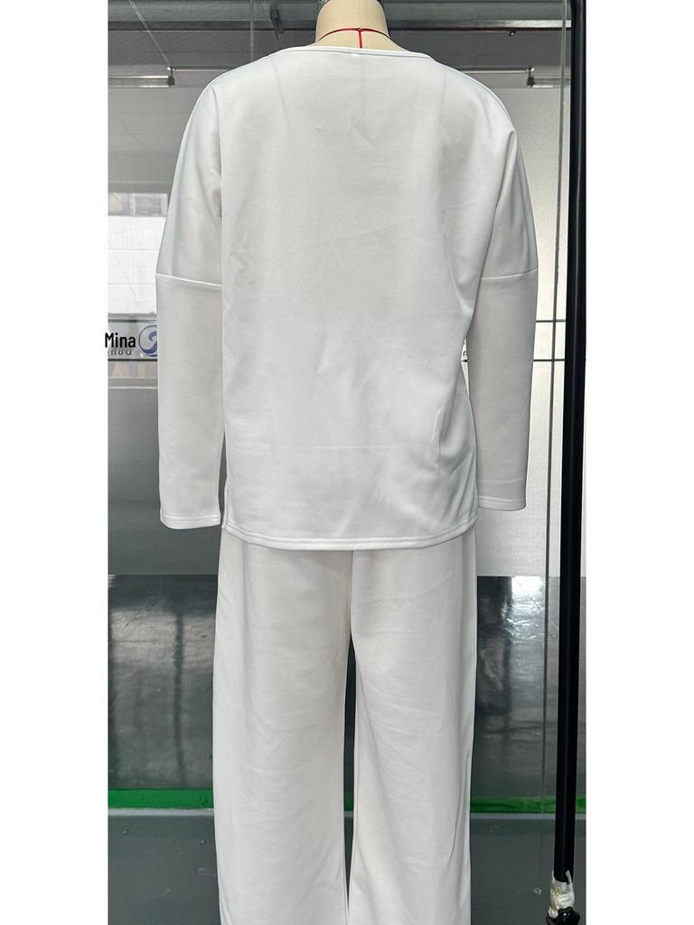 2024 Women's Casual Loose Long Sleeve Sweatshirt and Harem Pants Set for Autumn and Winter