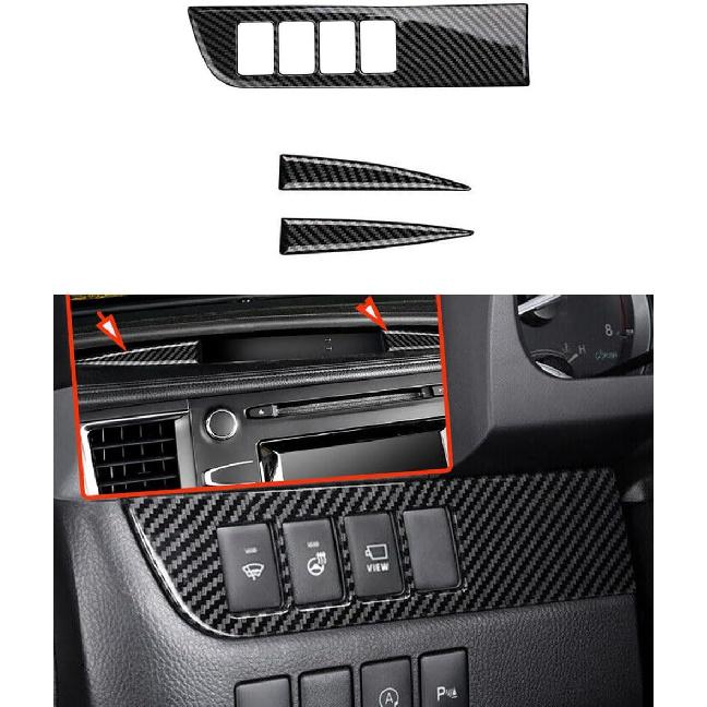 Car Accessories Fit for Toyota Highlander 2014-2019 ABS Carbon Fiber Interior Central Dashboard Console Cover Trim 3PCS Set