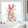 Watercolor Dog Floral Butterfly Window Sticker Static Cling Decal Bedroom Living Room Study Room Home Decor Removable