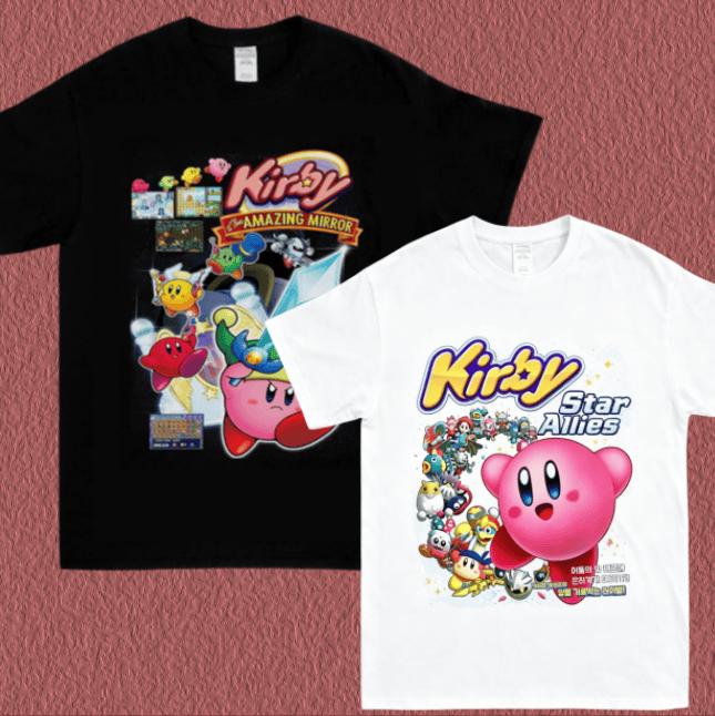 Latest Adult and Childrens Star Kirby Retro Game Classic Character Family Photo Fun Creative Loose Cotton Short Sleeve