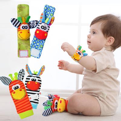 Cartoon Plüsch Socken Handgelenkband Rasseln Babyspielzeug Neugeborenes Säugling Kinder Tier Socke Fuß Finder Spielzeug Geschenk Weiche Rassel 0-36 Monate