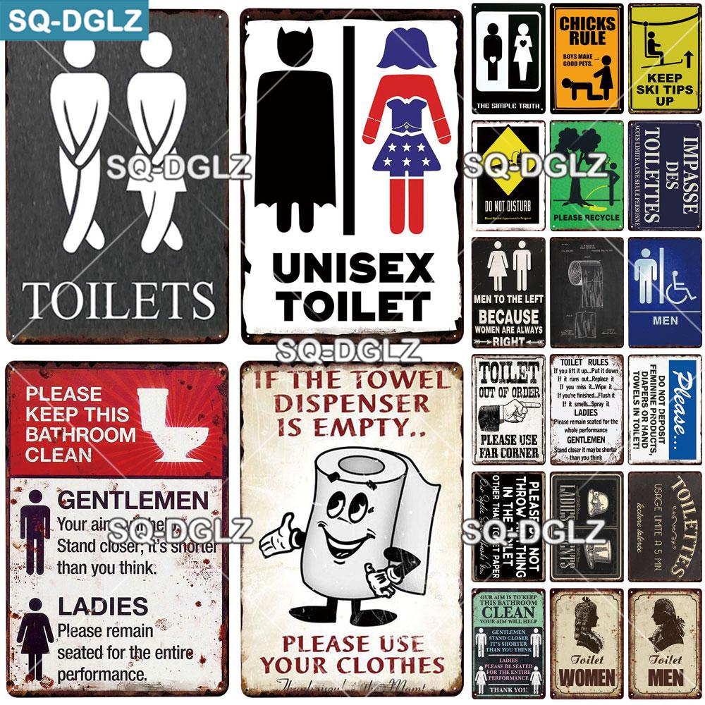 Vintage Metal Tin Sign Toilet  Pub Wall Decor Rustic Retro Bar Plaque Home Man Cave Garage Decor