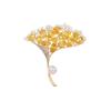 Elegant and Exquisite Ginkgo Leaf Brooch, Crystal Corsage, Light Luxury and Niche Design Sense Brooch