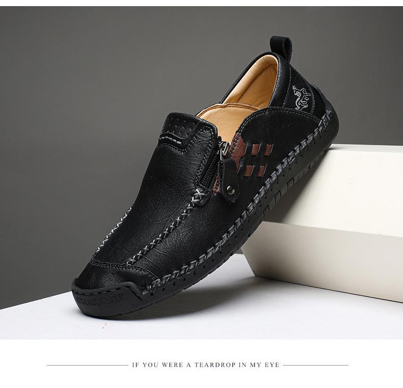 Men's Casual Retro Microfiber Leather Stitching Shoes with Zipper