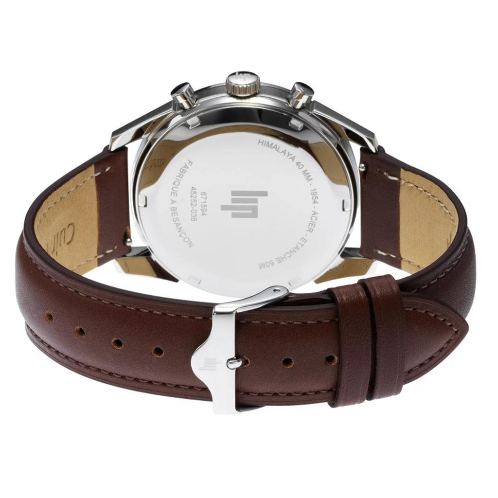 Authorized Distributor Lip Watch 671594 Himalaya 40MM Chronograph Silver White Brown Leather [LIP] Men's [HIMALAYA]