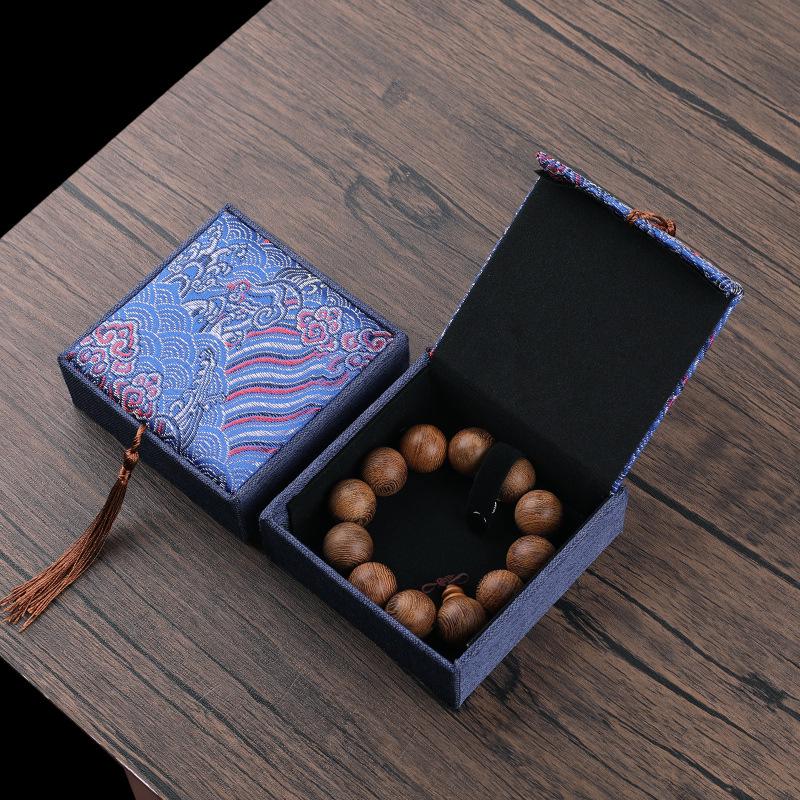Super Source Linen Jewelry Box for Bracelets, Prayer Beads, Pendants, Necklaces, and Rings