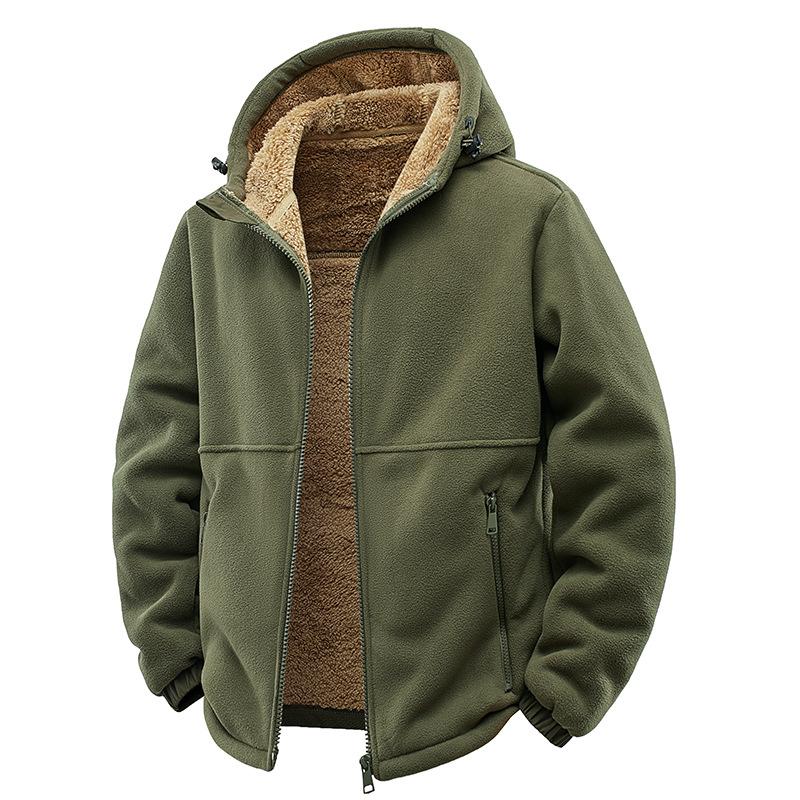 Autumn and Winter Fashion Solid Color Thick Warm Lamb Woolen Jacket For Men's Casual Loose Sports Windproof Plus Size Jacket