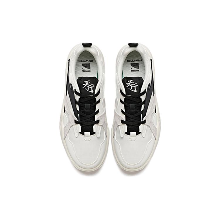 New Anta Slip Resistant Cushioning Wear Resistant Low Top Skateboard Shoes Men's Black White 112038046-1