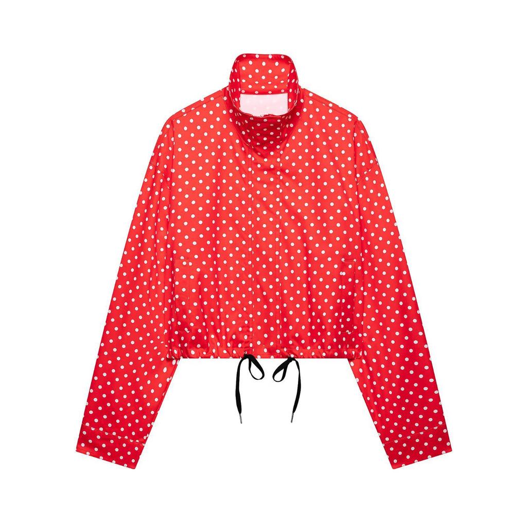 European American Women's Fashion Polka Dot Bubble Sleeve Jacket + Mini Shorts Set