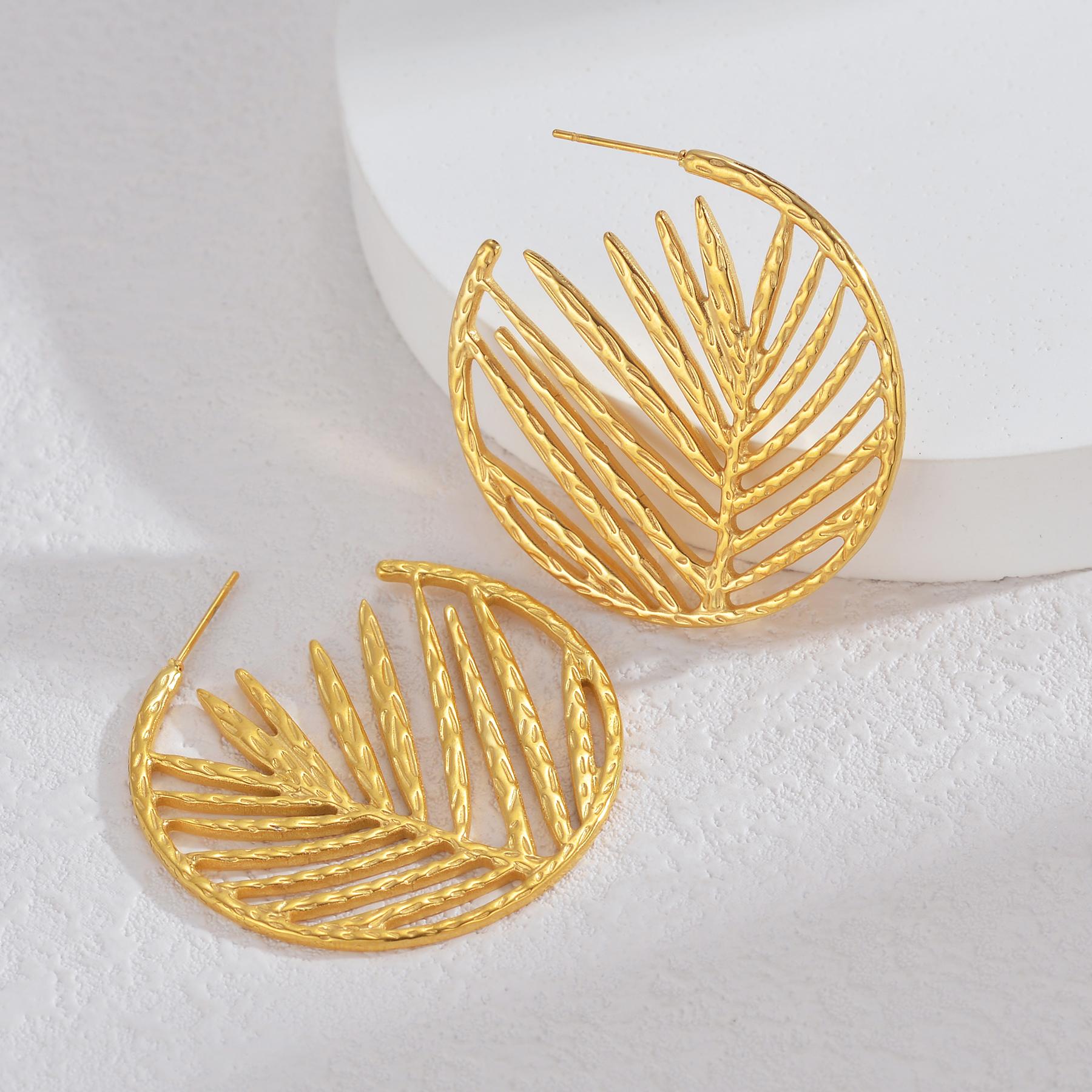 

Модные женские серьги из нержавеющей стали с золотым покрытием, изысканный дизайн в виде листа гинкго, водонепроницаемые серьги с цирконами, подарки на каждый день, для вечеринок лист