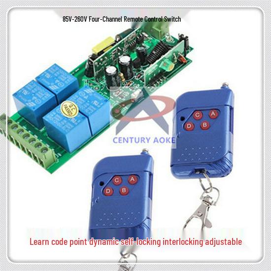 220V Four-Way Wireless Learning Remote Control Switch for Lighting Fixtures Wireless Remote Control Switch