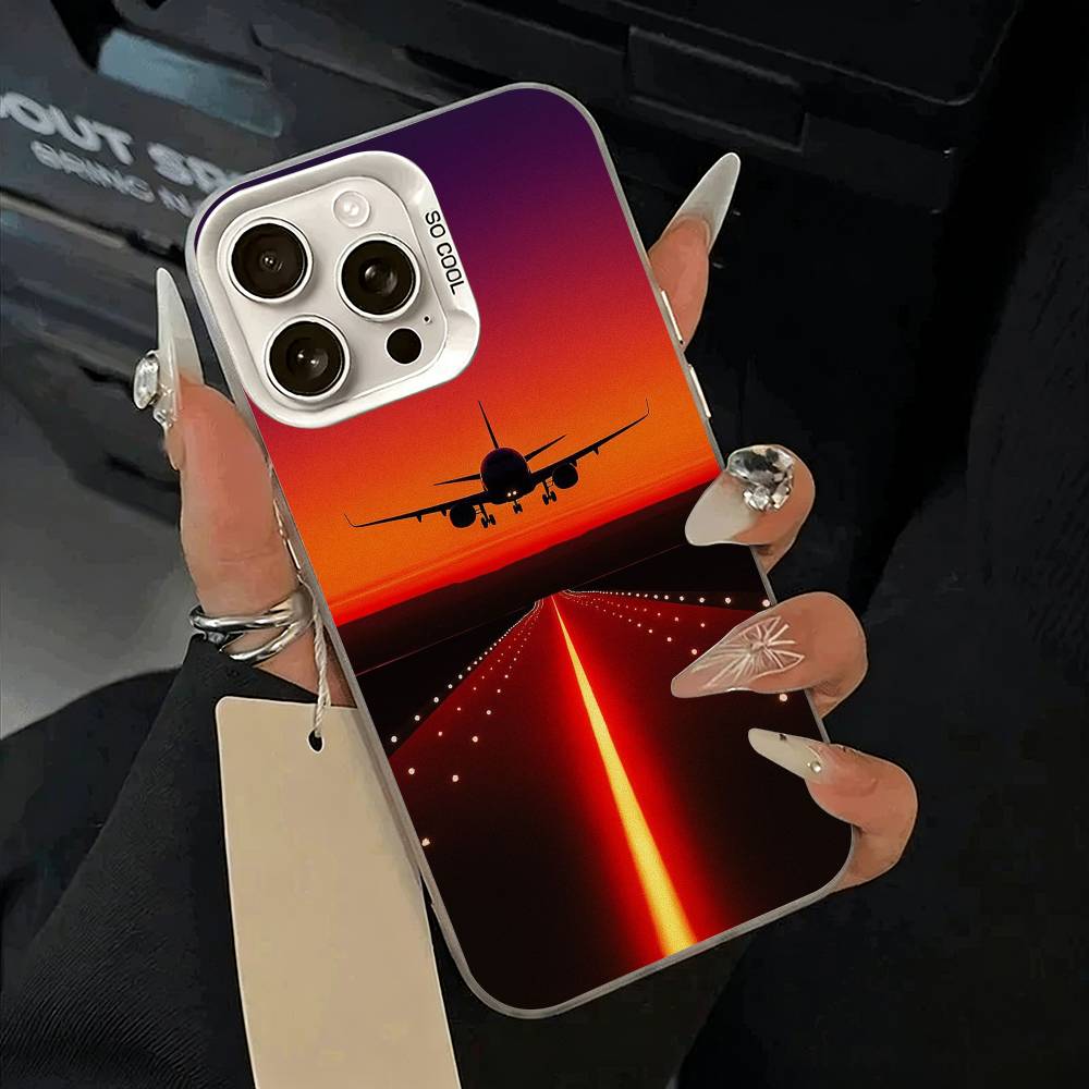 Aircraft & Sky Phone Case For iPhone 17,16,15,14,13,12,11 Plus,Pro Max,XS,white Silver Phone Case