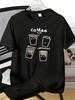 Unisex Round Neck Cotton Tee Funny Coffee Cup Black Cat Graphic Short Sleeve Summer Trendy Daily Casual Loose Fit Streetwear Top