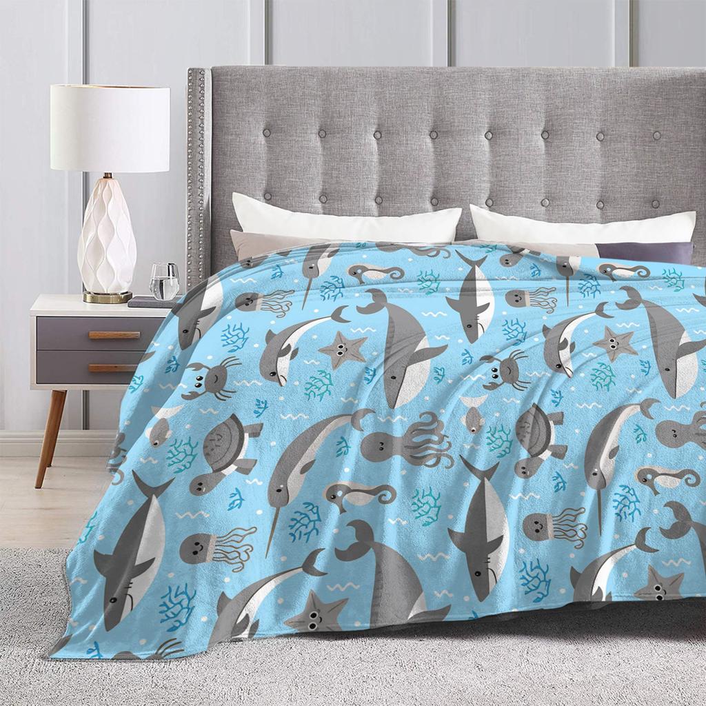 Cute Sharks Blankets Quality Warm  Throw Blanket Autumn Travel Office Couch Chair Sofa Bed Novelty Bedspread
