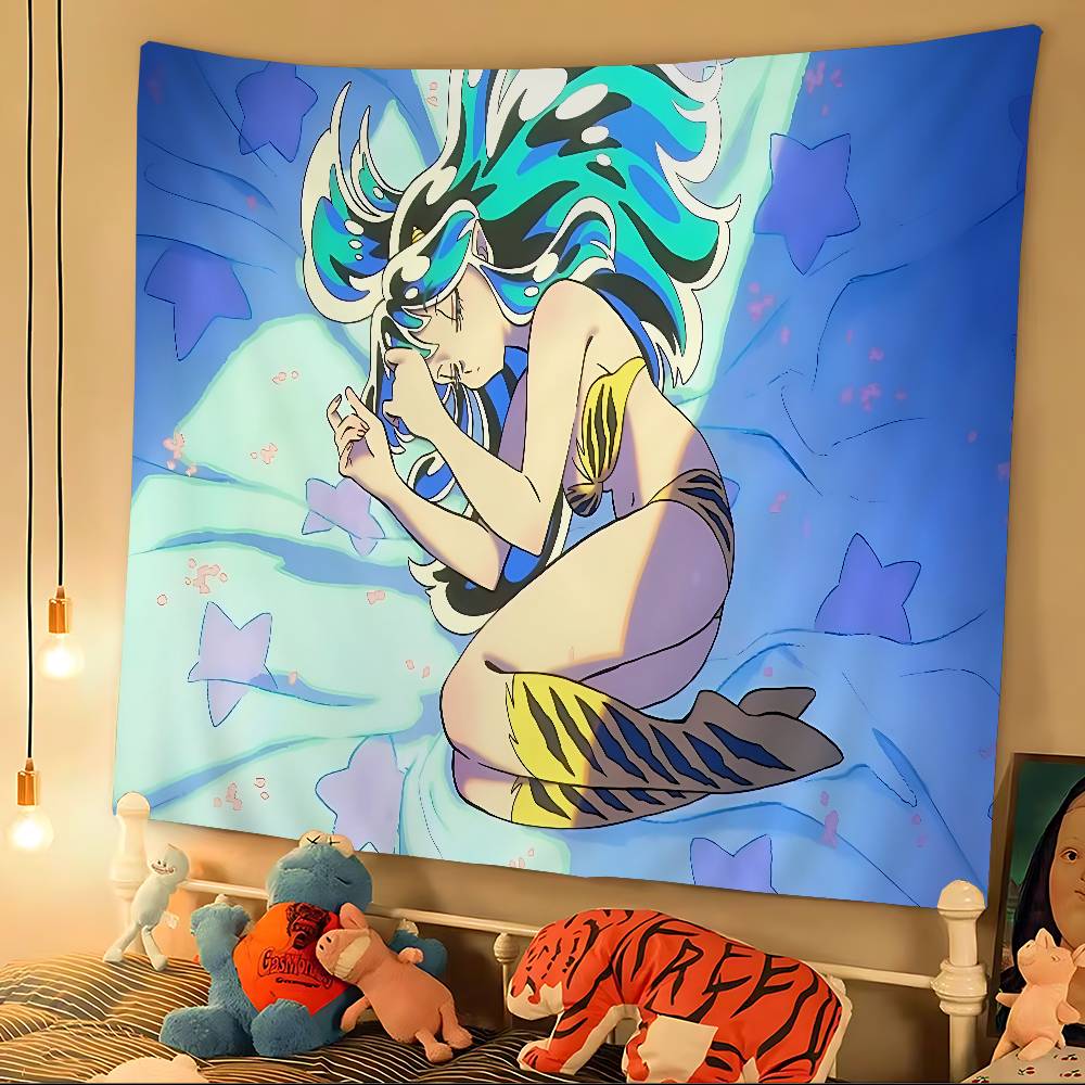 Urusei Yatsura Anime DIY Wall Tapestry Hanging Tarot Hippie Wall Rugs Dorm INS Home Decor
