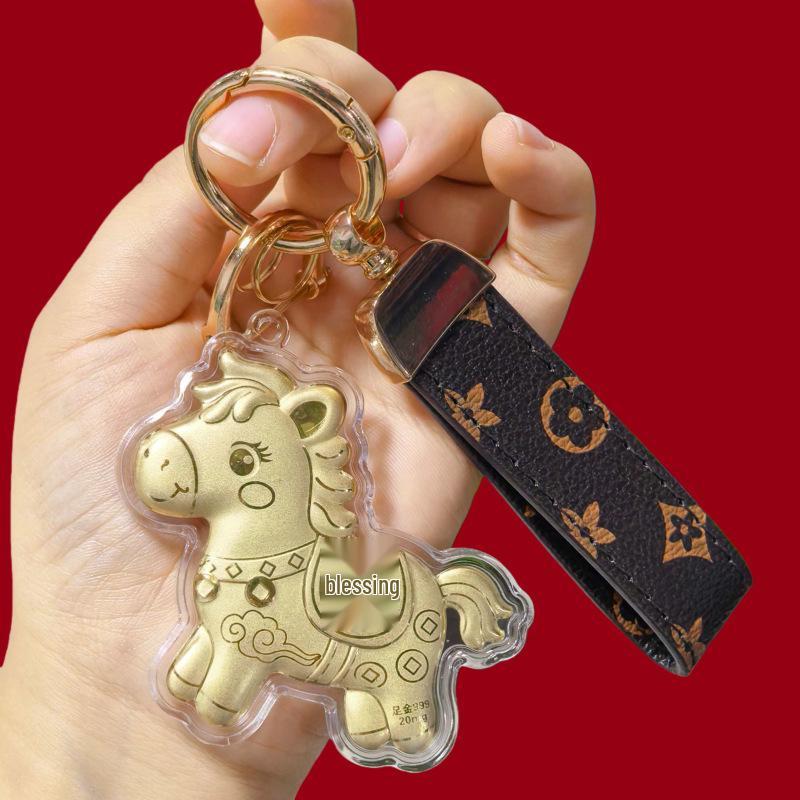 999 Pure Gold Year of the Horse Keychain Bag Charm & Mobile Phone Lanyard - Perfect Birthday Gift
