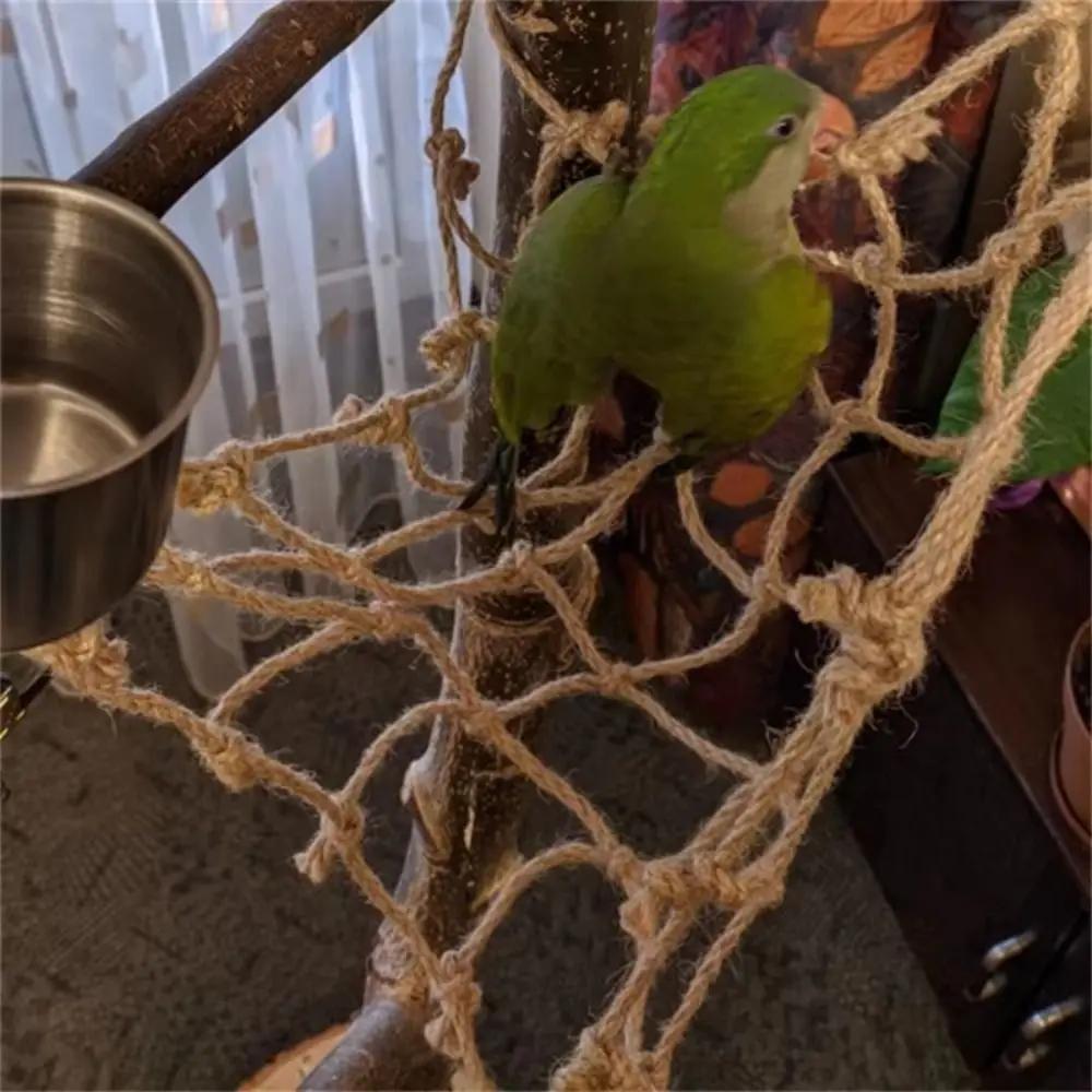 New Woven Linen Rope Parrot Climbing Net 40*40cm Khaki Parrot Rope Net Bird Toy Swing Parrot Climbing