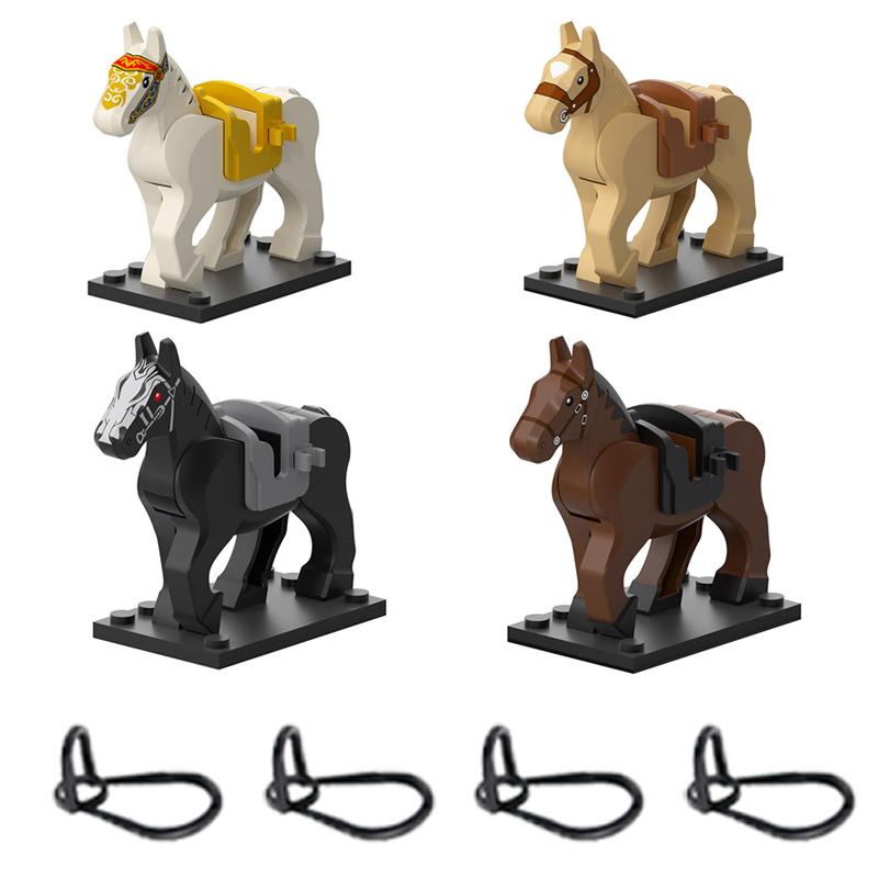 MOC Military Building Blocks Module Soldier Figures Equipments Mount Medieval Ancient War-Horse Rope Animals Saddle Accessories