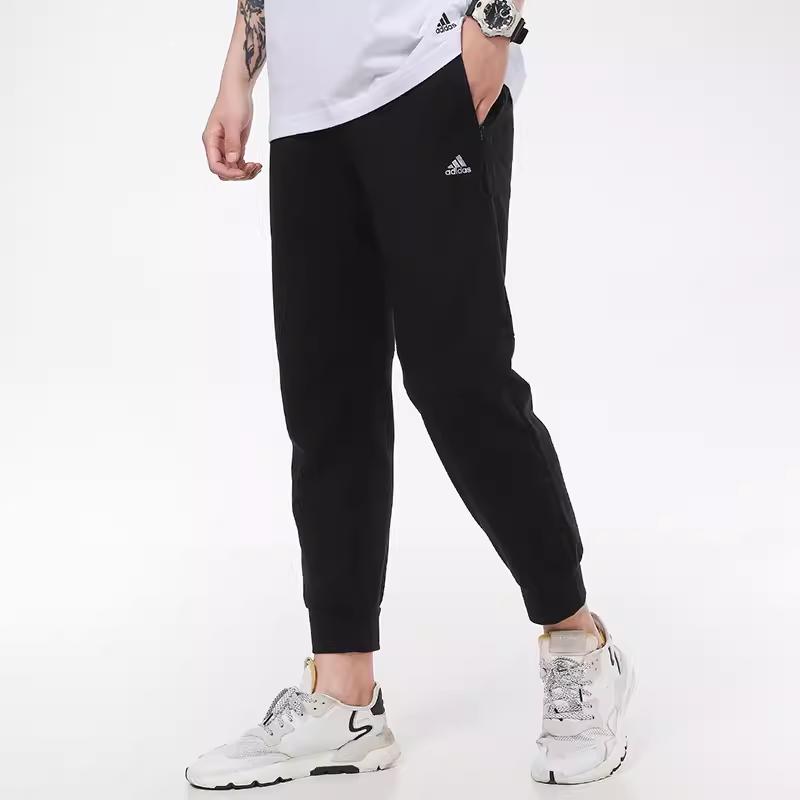Adidas Wuji Series Solid Color Slim Mid-Rise Breathable Tapered Knit Joggers Men Bottoms Black GP0860