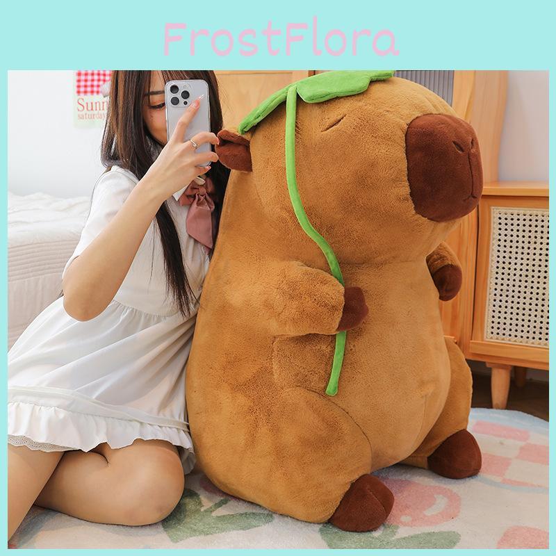 Animal Capybara Lotus Leaf Decoration Plush Doll Kids Birthday Gift Decor Home