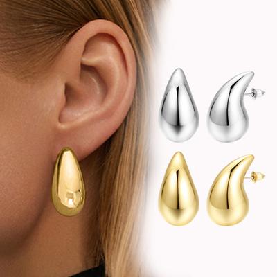 1 Pair Women Stud Earrings Water Drop Shape Polished Solid Color Anti-allergy Lightweight Smooth Lady Ear Studs Daily Commute Ear Jewelry